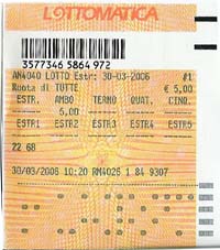 La scheda vincente giocata da Arnaldo B.